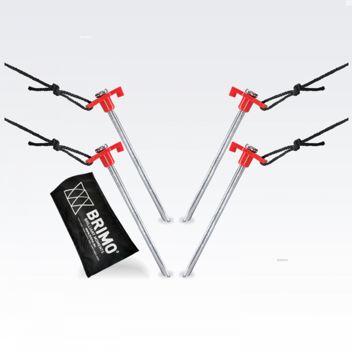 Kit d'ancrage pour tente de fête pliante : 4 piquets avec des têtes rouges et des cordes