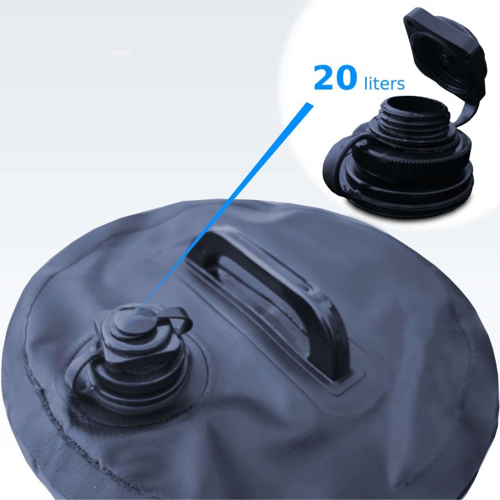 Détail du sac de poids d'eau de 20 litres avec fermeture.